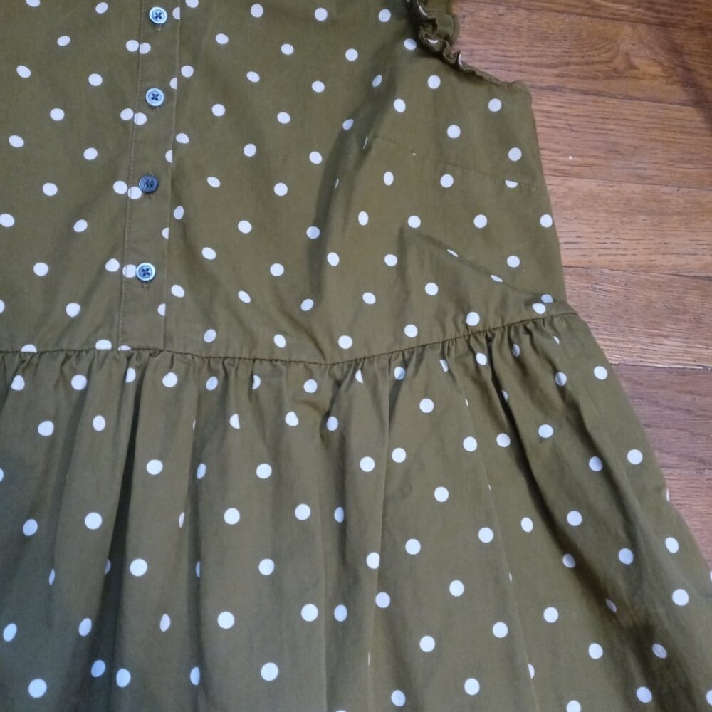 MADEWELL ruffle-sleeve button-front mini dress in polka dot (sz2) - Picture 9 of 14